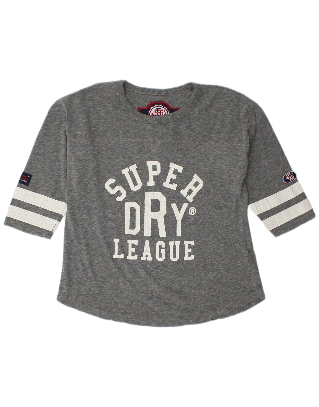 Superdry Γυναικείο τοπ 3/4 μανίκι UK 14 μεσαίο γκρι βαμβακερό