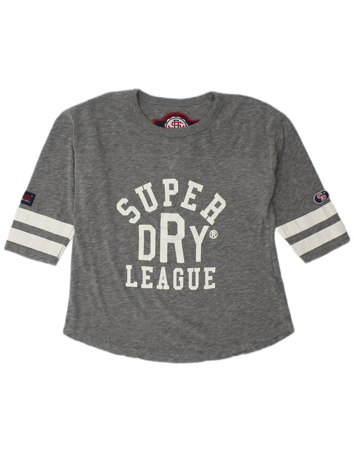 Superdry Γυναικείο τοπ 3/4 μανίκι UK 14 μεσαίο γκρι βαμβακερό