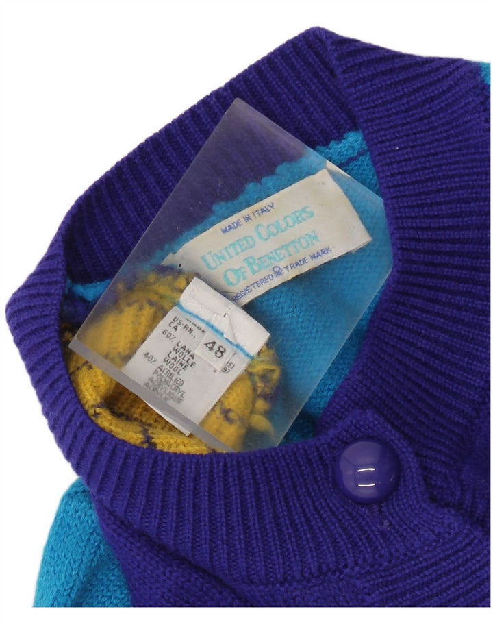 Γυναικείο πουλόβερ Benetton Winter Crop Cardigan IT 48 XL Μπλε μαλλί