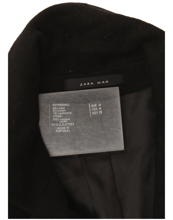 Zara Ανδρικό Πανωφόρι UK 38 Μεσαίο Μαύρο Μαλλί
