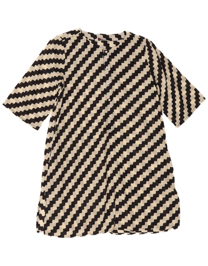 COMPANIA FANTASTICA Γυναικείο φόρεμα A-Line UK 14 μεσαίο μαύρο βαμβακερό ριγέ