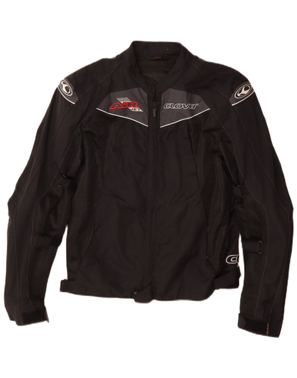 Clover Womens Graphic Racer Jacket UK 14 Medium Black Colourblock Polyamide