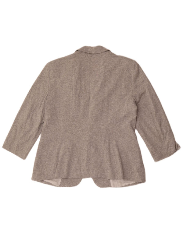 Zara Γυναικείο μπουφάν 1 κουμπιού 3/4 μανίκι blazer UK 18 XL βαμβακερό γκρι