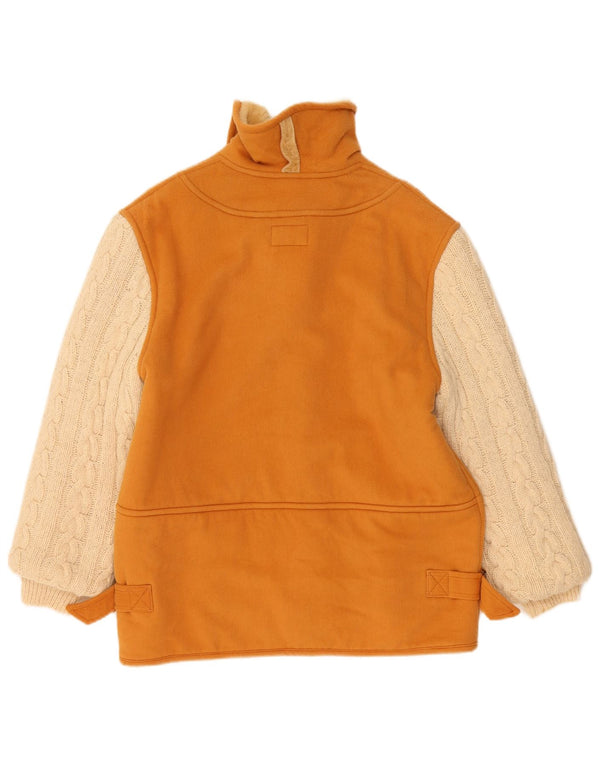Vintage γυναικείο γραφικό σακάκι Sherpa UK 16 Large Beige Colourblock Ακρυλικό