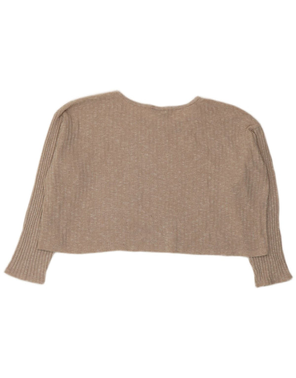 Topshop Γυναικεία Crop Oversized Μπλούζα με μακρύ μανίκι UK 12 Medium Beige Flecked