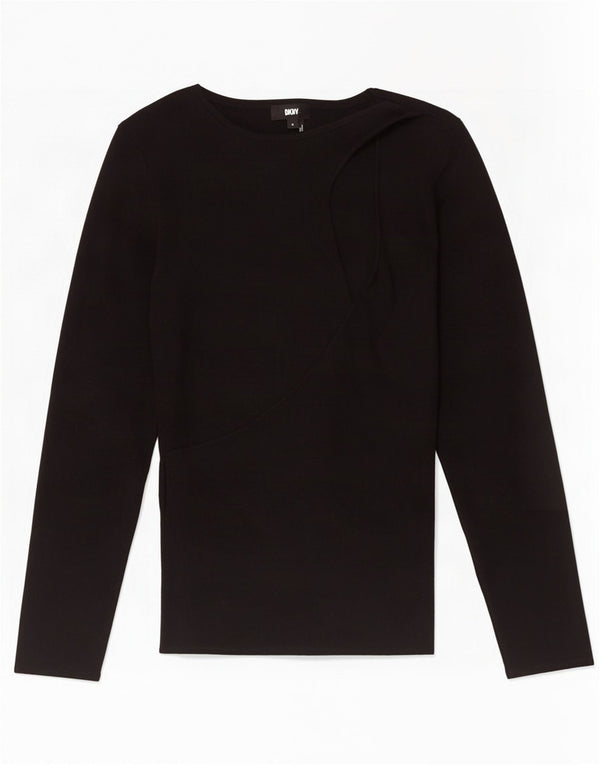 Γυναικείο πουλόβερ Dkny Boat Neck Jumper UK 12 μεσαίο μαύρο βαμβακερό