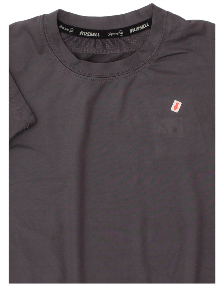 Russell Athletic Boys Dri-Power T-shirt Top 7-8 ετών Medium Grey Polyester