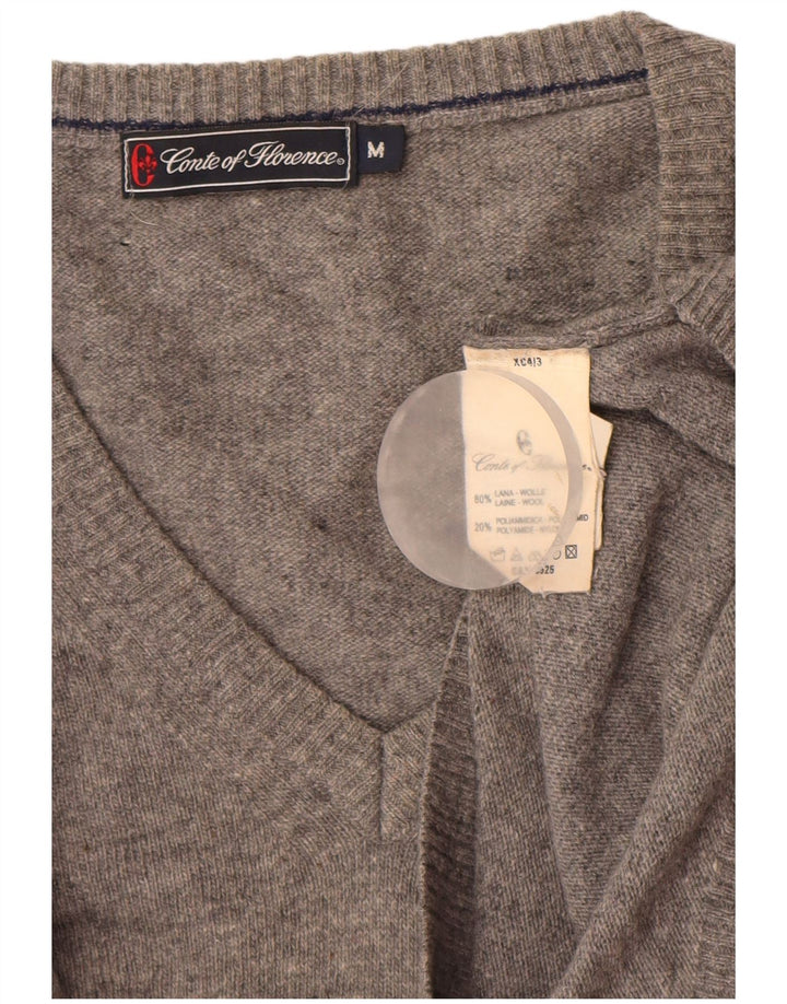 Ανδρικό πουλόβερ με λαιμόκοψη με V λαιμόκοψη Conte of Florence Μεσαίο γκρι μαλλί