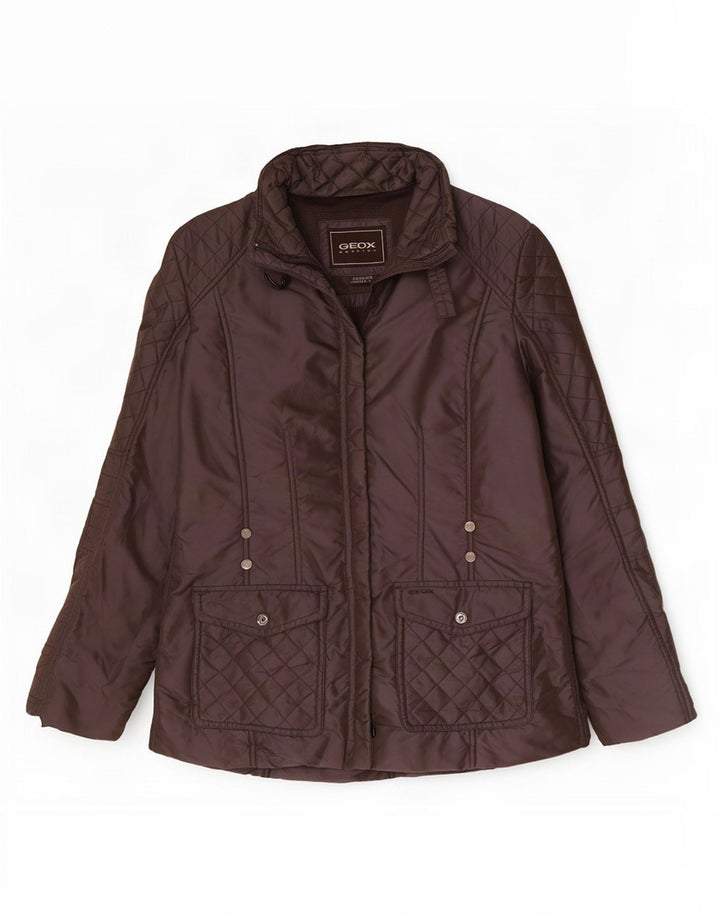 Geox Womens Respira Oversized καπιτονέ μπουφάν UK 10 Small Brown Polyamide
