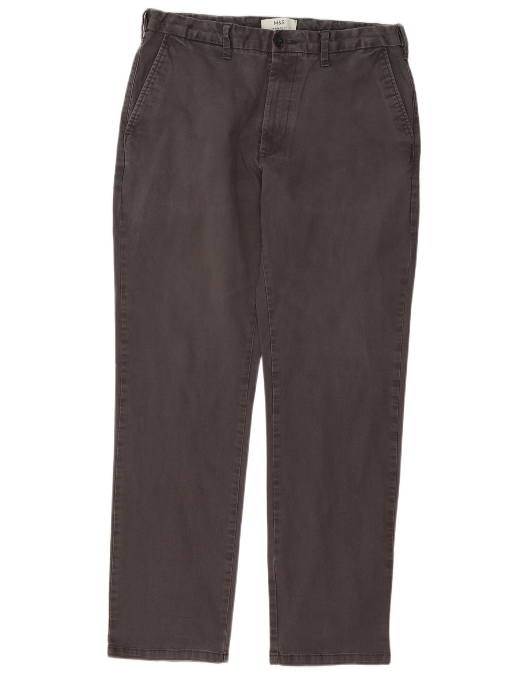 Marks & Spencer Ανδρικό παντελόνι Chino με κανονική εφαρμογή W34 L30 Γκρι βαμβακερό