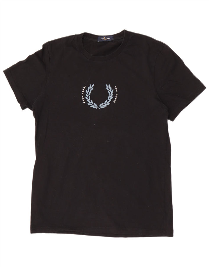 Fred Perry Ανδρικό γραφικό T-Shirt Top Μικρό μαύρο βαμβακερό