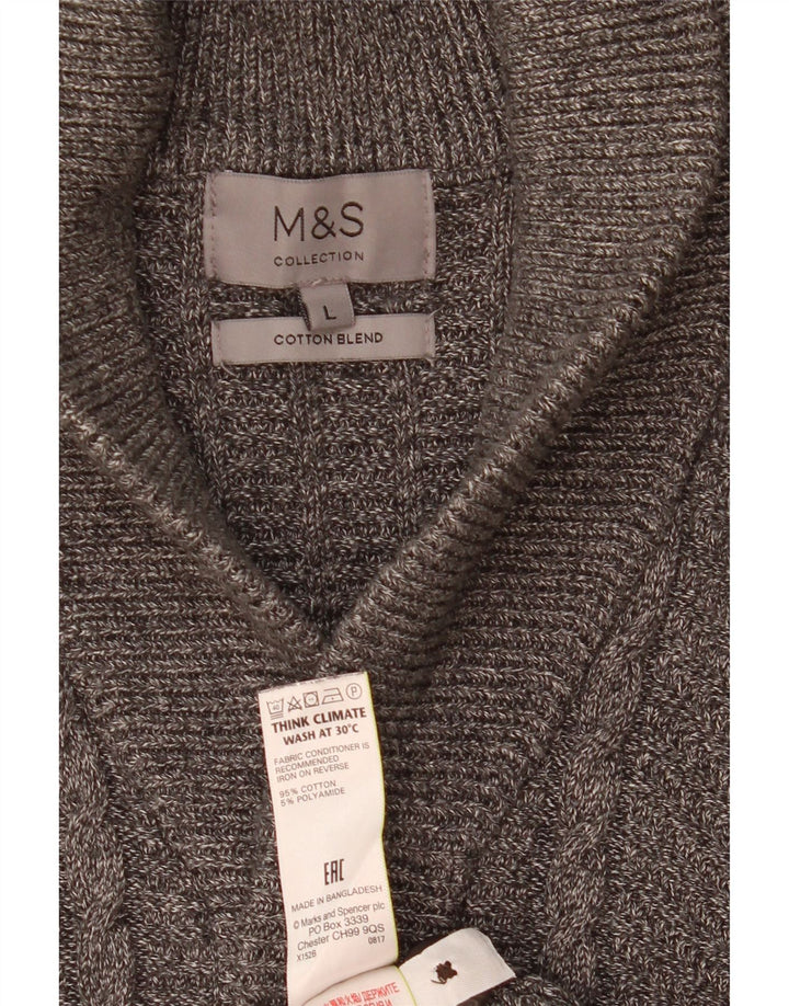 Marks & Spencer Ανδρική ζακέτα πουλόβερ μεγάλο γκρι βαμβακερό