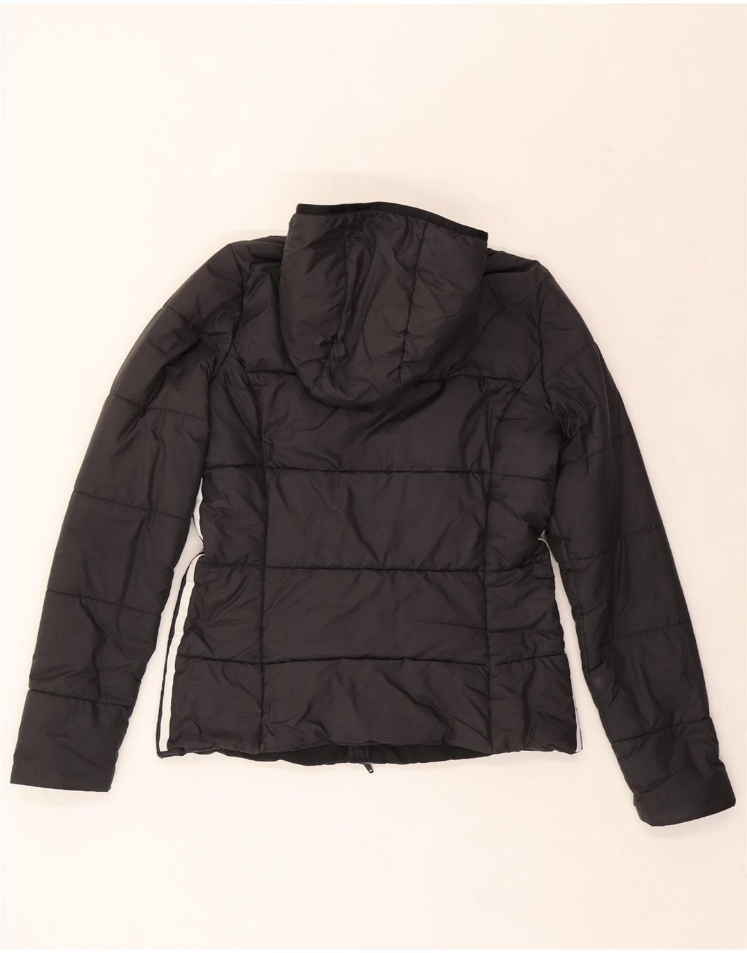 ADIDAS Womens Hooded Padded Jacket UK 10 Small Black Polyester