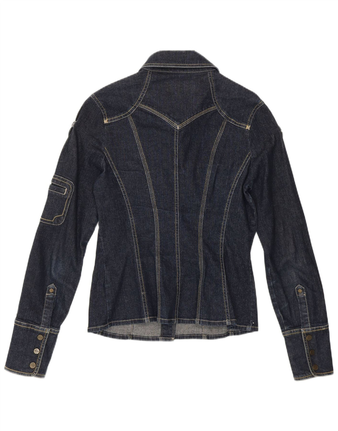 KAREN MILLEN Γυναικείο τζιν μπλουζάκι UK 10 μικρό μπλε βαμβακερό