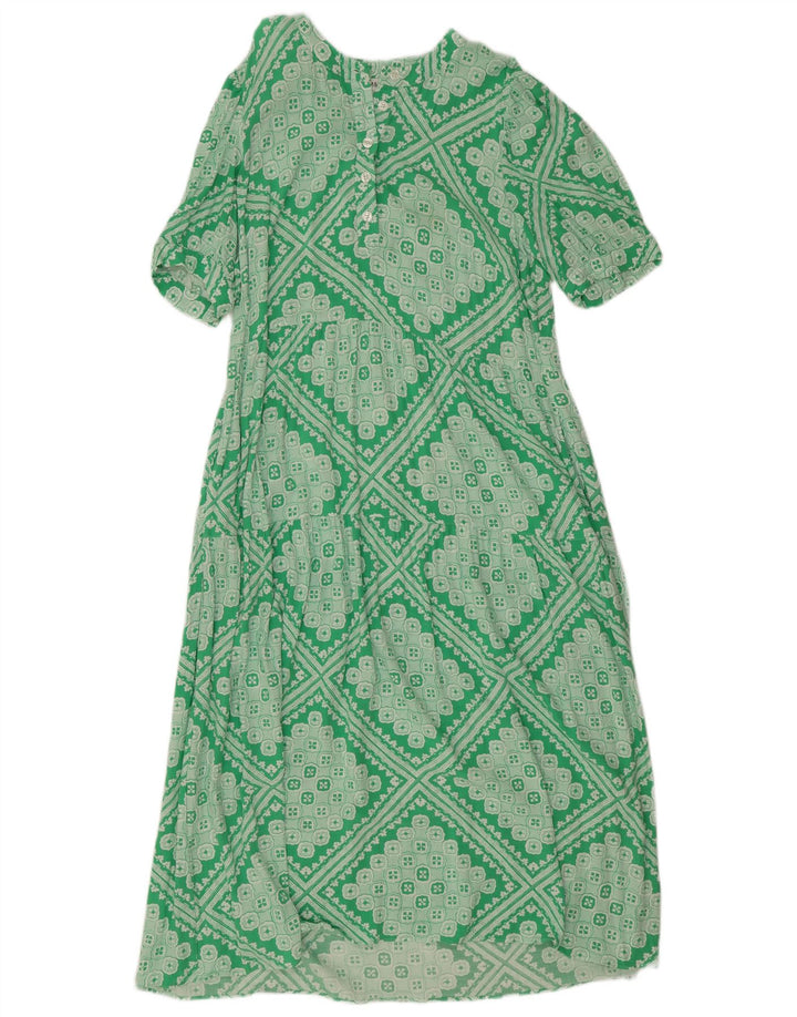 Marks & Spencer Γυναικείο κανονικό φόρεμα A-Line UK 12 Medium Green Geometric