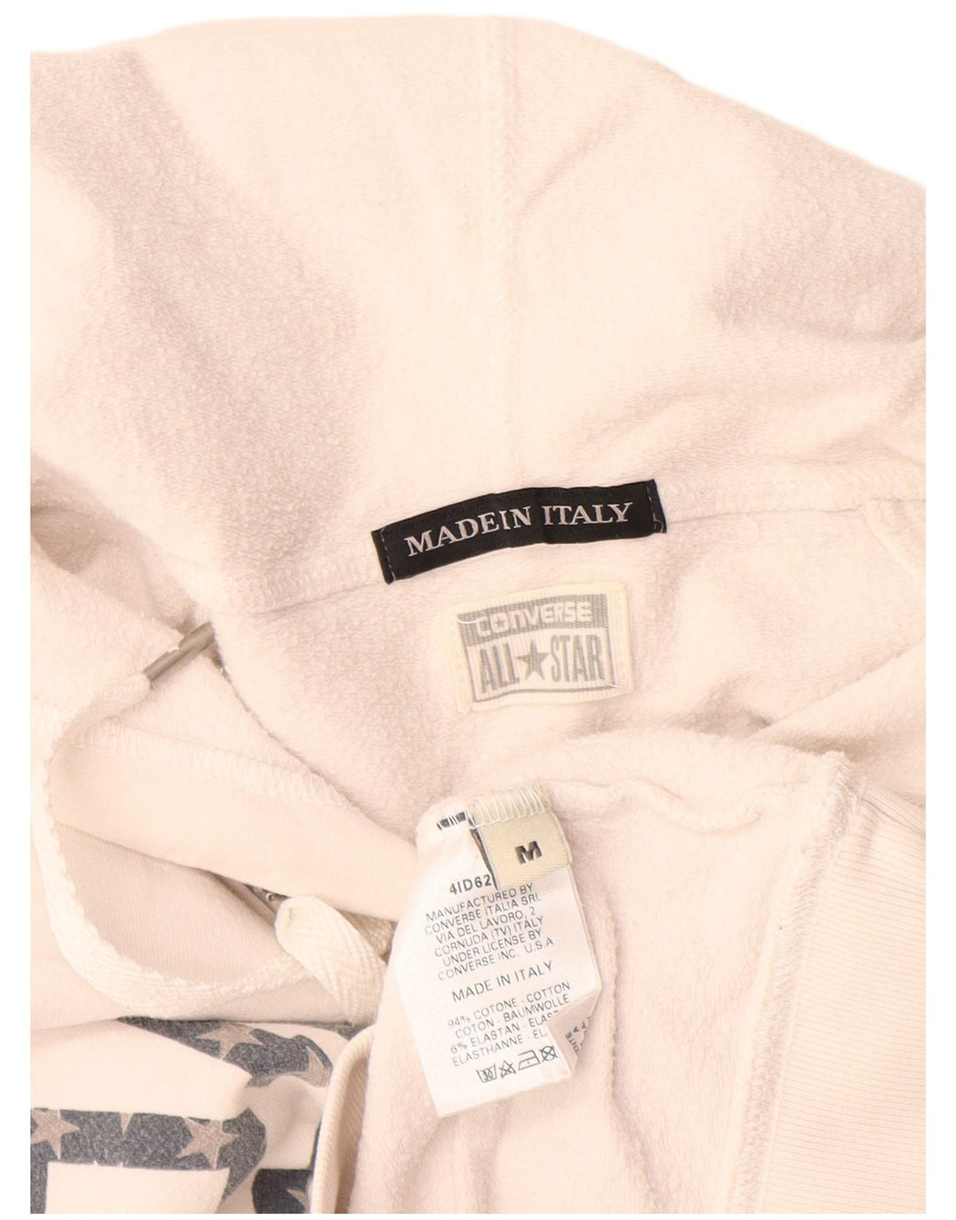 Γυναικεία κουκούλα CONVERSE graphic jumper UK 12 μεσαίο λευκό βαμβακερό