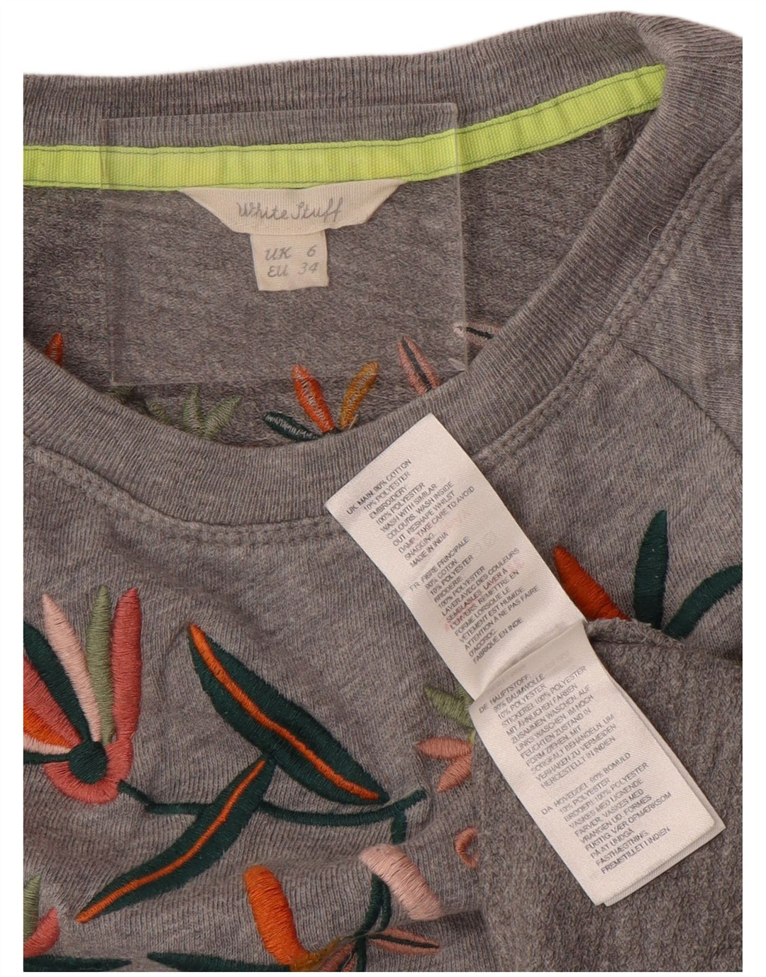 WHITE STUFF Γυναικείο Φούτερ Jumper UK 6 XS Γκρι φλοράλ βαμβακερό