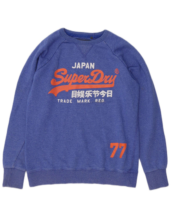 Ανδρικό γραφικό φούτερ Superdry Jumper μεγάλο μπλε βαμβακερό