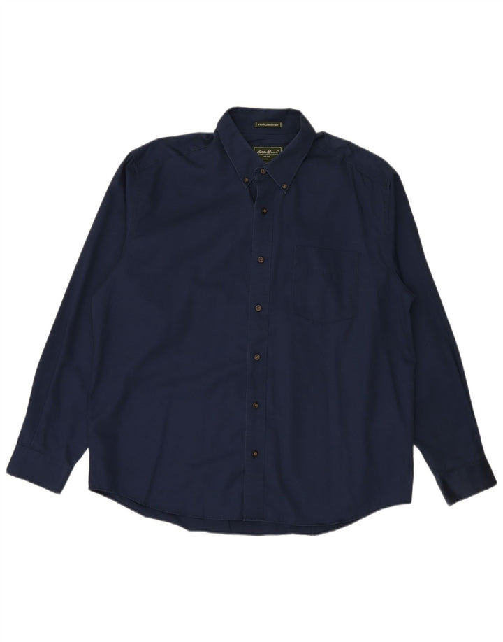 EDDIE BAUER Ανδρικό πουκάμισο Ανθεκτικό στις Ρυτίδες Μεγάλο Βαμβακερό Ναυτικό Μπλε