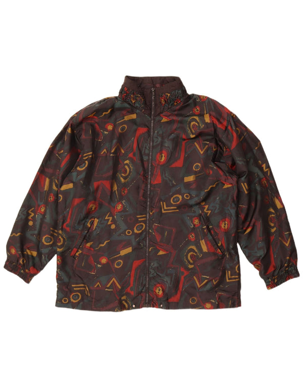 Lavon Γυναικείο Abstract Pattern Bomber Jacket UK 16 Large μαύρο νάιλον