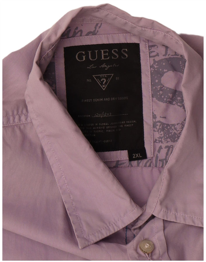 Ανδρικό πουκάμισο Guess 2XL Μωβ βαμβακερό