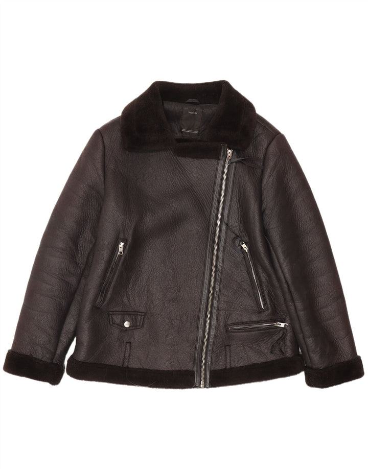 C&A Γυναικείο Sherpa Faux Leather Biker Jacket EU 44 XL Μαύρο Πολυεστέρας