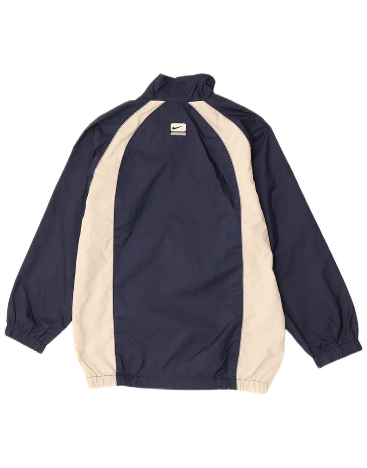 Nike Boys Graphic Rain Jacket 11-12 Years Large Navy Blue Colorblock