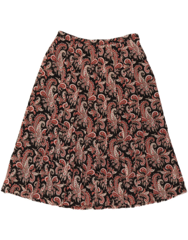 Vintage γυναικεία φούστα σε γραμμή Α W28 L27 Μαύρη Paisley