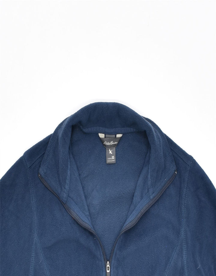 EDDIE BAUER Womens Fleece Zip Neck Jumper Sweater UK 6 XS Blue Polyester | Vintage | Thrift | Second-Hand | Used Clothing | Messina Hembry 