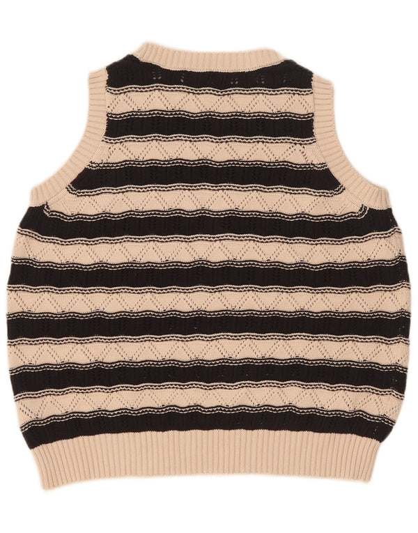 Marks & Spencer Γυναικείο γιλέκο Tank Top UK 14 μεσαίο μπεζ ριγέ βαμβακερό