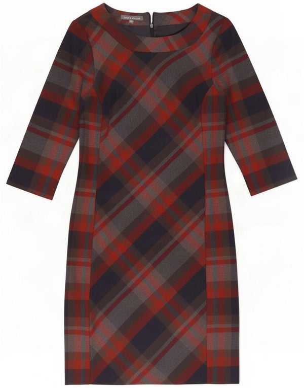 Laura Ashley Γυναικείο φόρεμα με μανίκια 3/4 UK 10 Small Navy Blue καρό