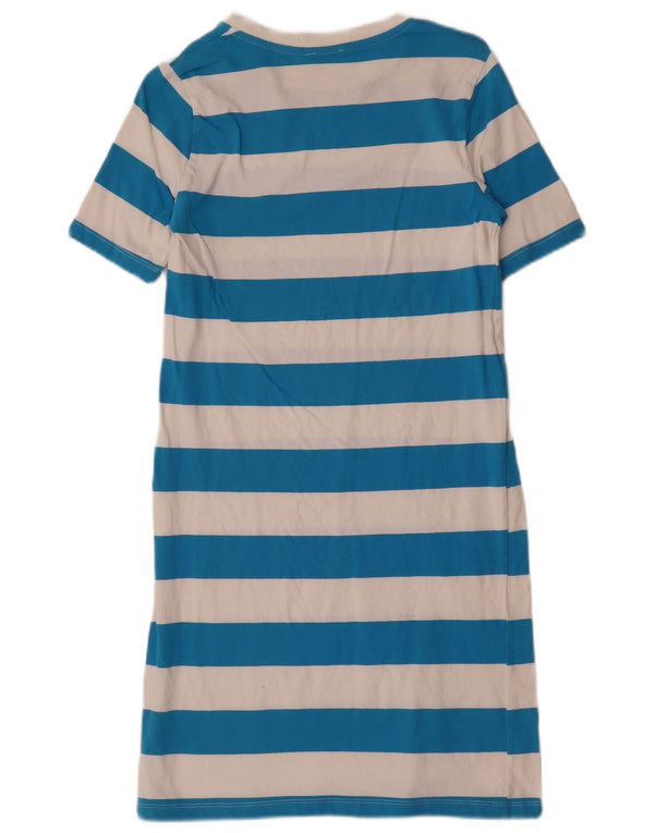 Benetton Γυναικείο T-Shirt Φόρεμα UK 6 XS Μπλε ριγέ βαμβακερό