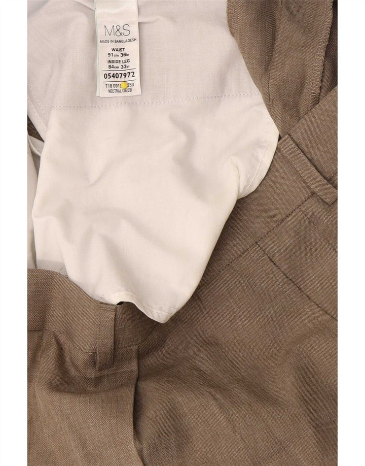 Marks & Spencer Ανδρικό παντελόνι με καρφίτσα W36 L33 Μπεζ πολυεστέρας
