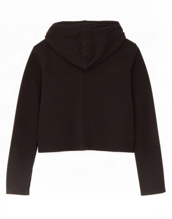 Calvin Klein Γυναικεία Crop Graphic Hoodie Jumper UK 10 Small Black Cotton