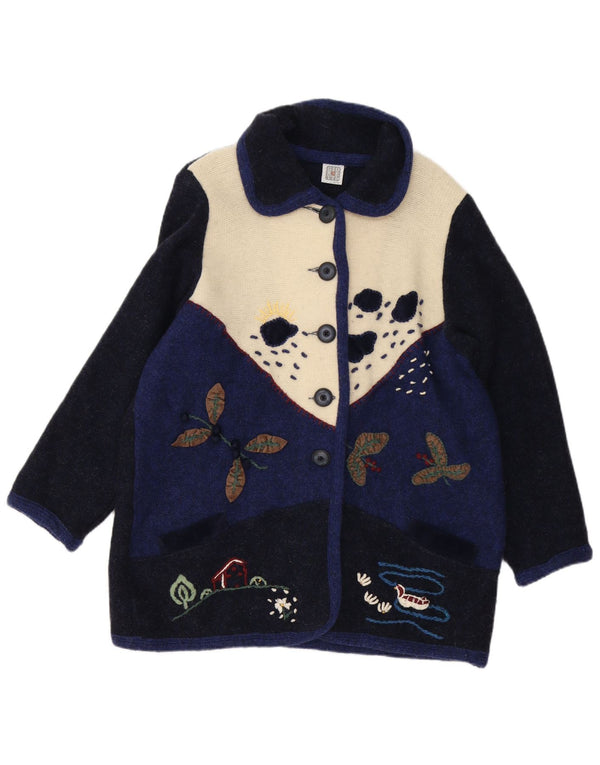 Vintage γυναικεία ζακέτα UK 16 Large Navy Blue Colourblock Καινοτομία