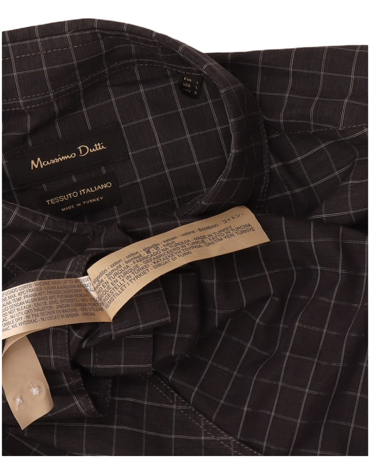 Ανδρικό πουκάμισο Massimo Dutti με μεγάλο γκρι βαμβάκι