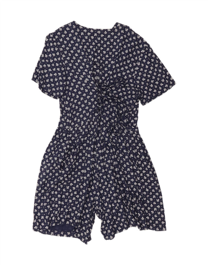 Vintage Γυναικείο Playsuit UK 20 2XL Navy Blue Floral Viscose