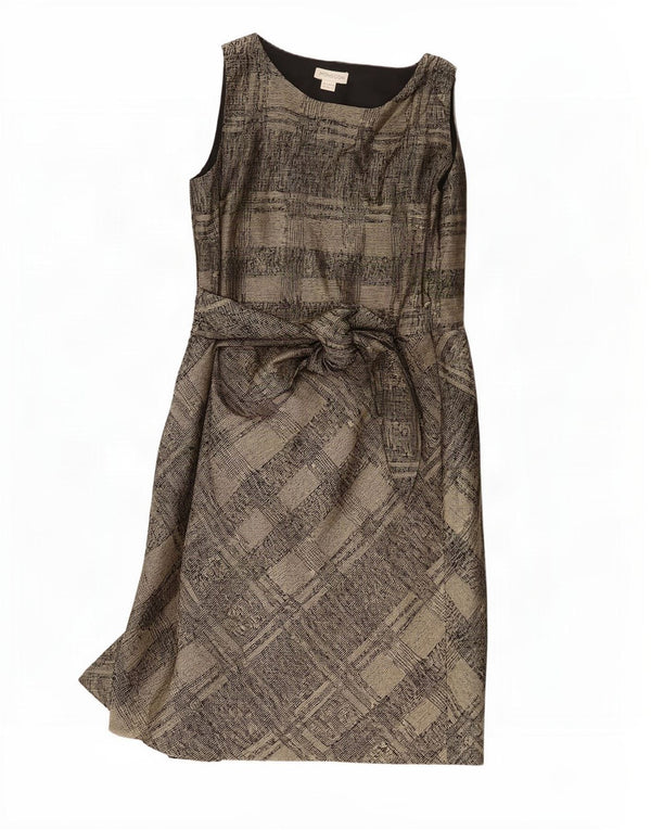 Monsoon γυναικείο αμάνικο φόρεμα Shift UK 16 Large Brown καρό Classic