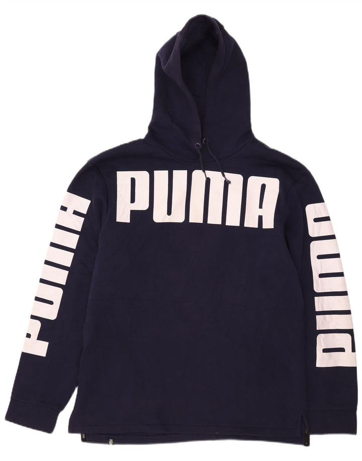 Ανδρικό γραφικό φούτερ με κουκούλα Puma, μεσαίο μπλε βαμβακερό