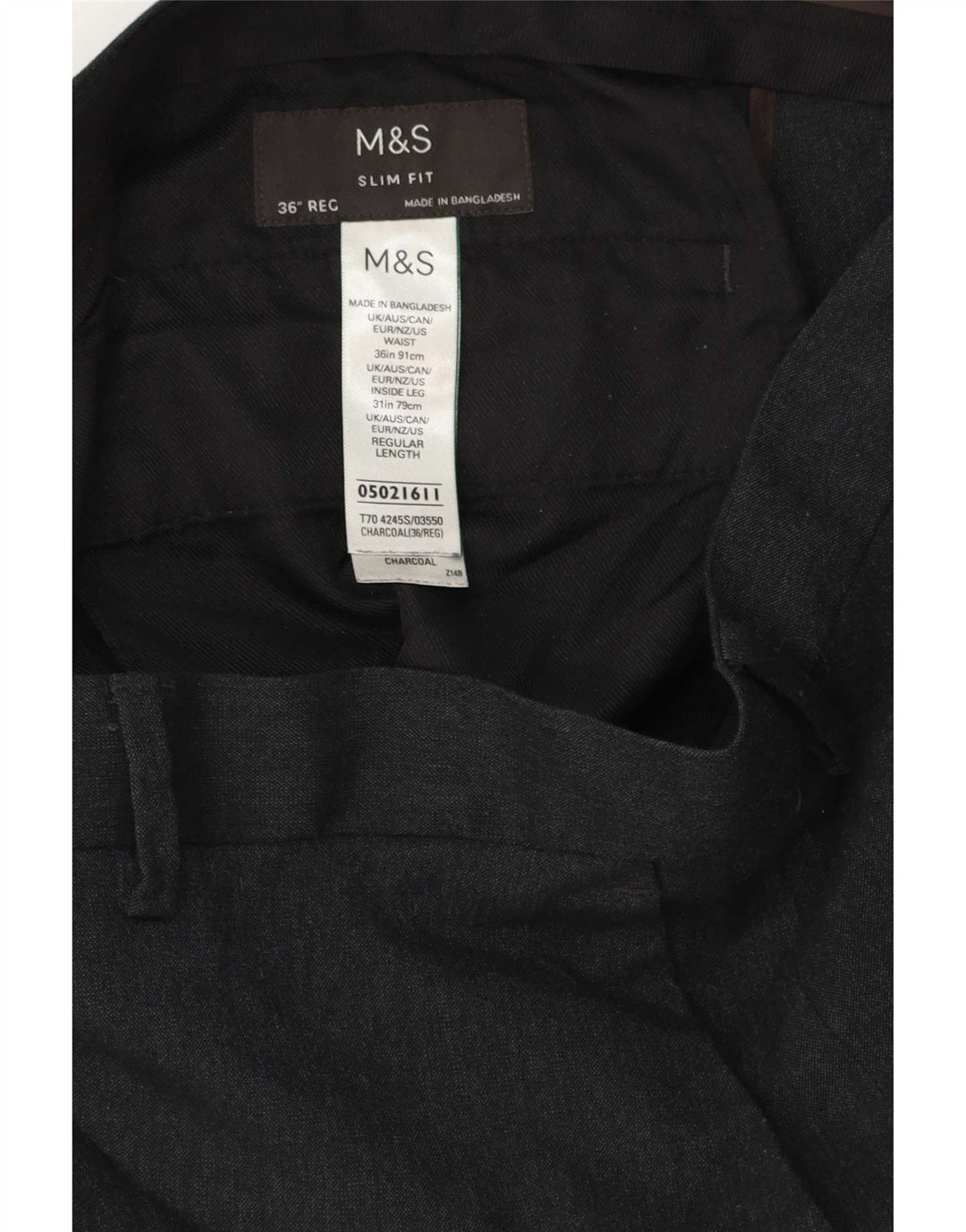 Marks & Spencer Ανδρικό Slim Fit Παντελόνι W36 L31 Grey Polyester