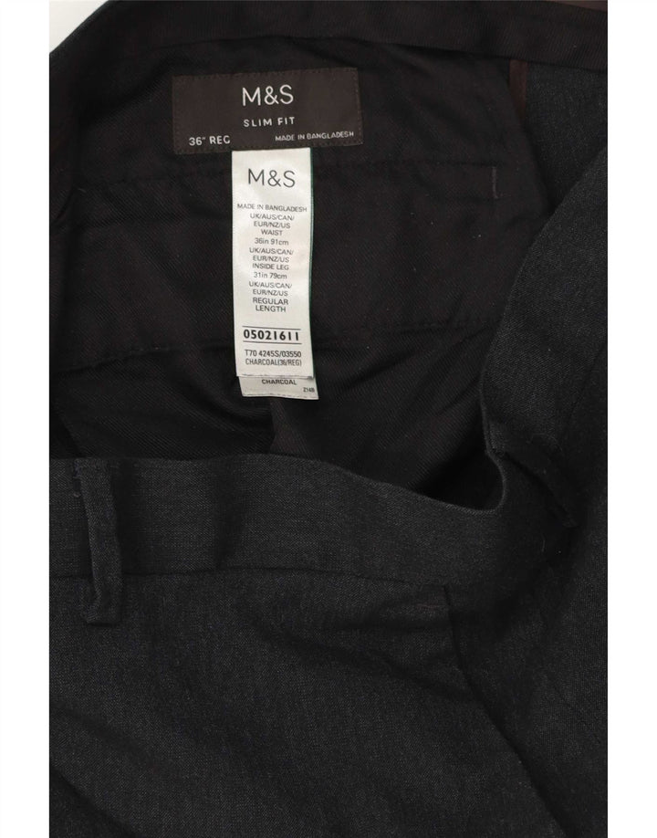 Marks & Spencer Ανδρικό Slim Fit Παντελόνι W36 L31 Grey Polyester