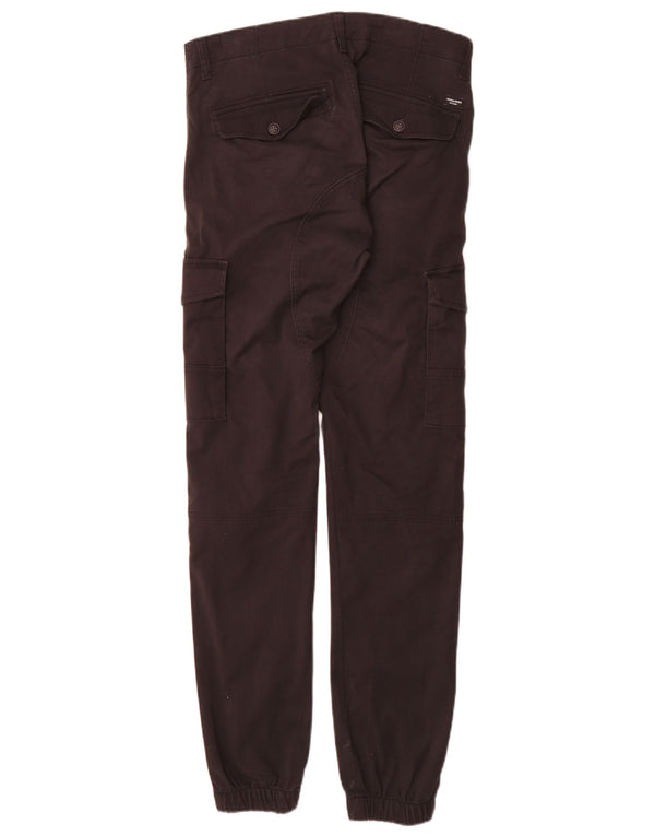 Jack & Jones Mens Tapered Joggers Cargo Trousers W29 L34 Black Cotton
