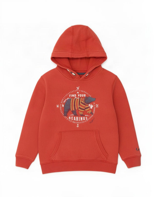 Fat Face Boys Graphic Hoodie Jumper 7-8 ετών Κόκκινο βαμβακερό