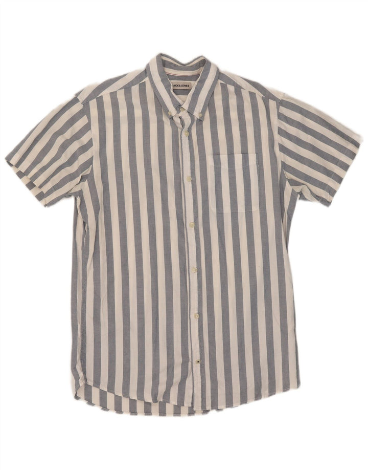 Jack & Jones Ανδρικό κοντομάνικο πουκάμισο Βαμβακερό μεσαίο μπλε ριγέ