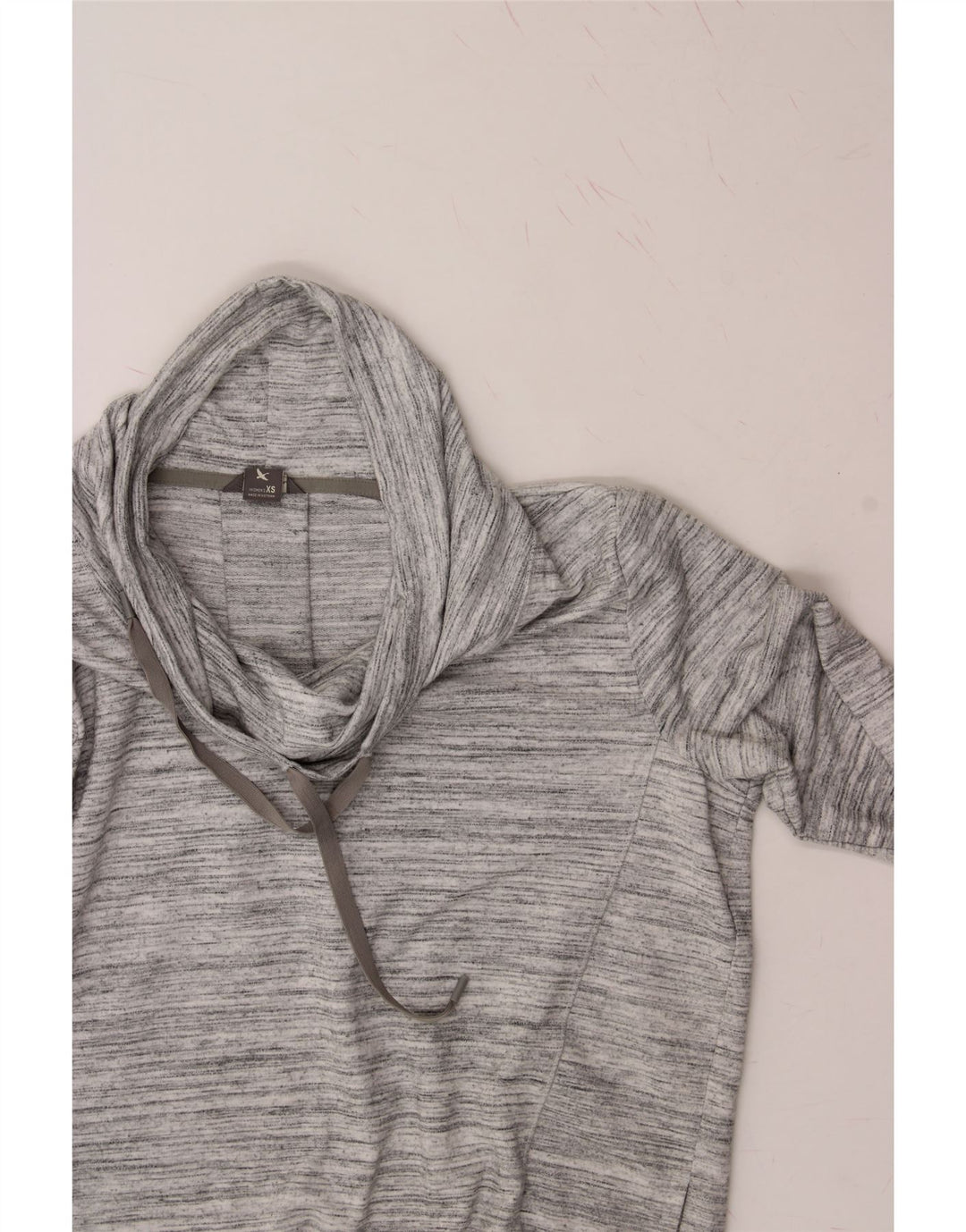 EDDIE BAUER Womens Oversized Sweatshirt Jumper UK 6 XS Grey Pinstripe Vintage Eddie Bauer and Second-Hand Eddie Bauer from Messina Hembry 