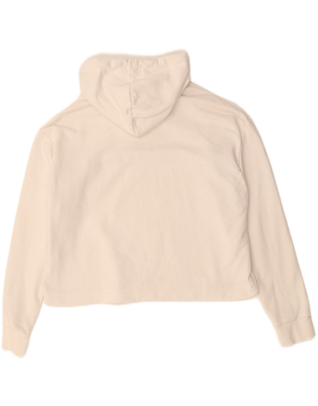 Γυναικεία PUMA Oversized Crop Graphic Hoodie Jumper UK 14 Μεσαίο λευκό βαμβακερό