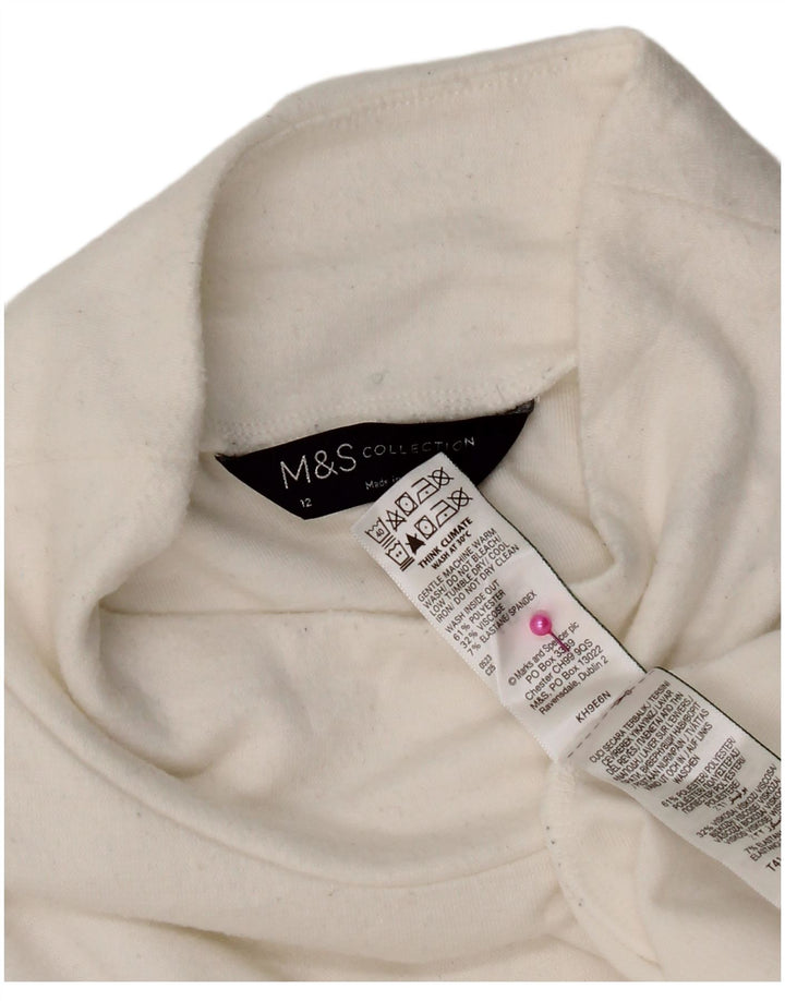 Marks & Spencer Γυναικείο τοπ μακρυμάνικο UK 12 μεσαίο λευκό πολυεστέρας