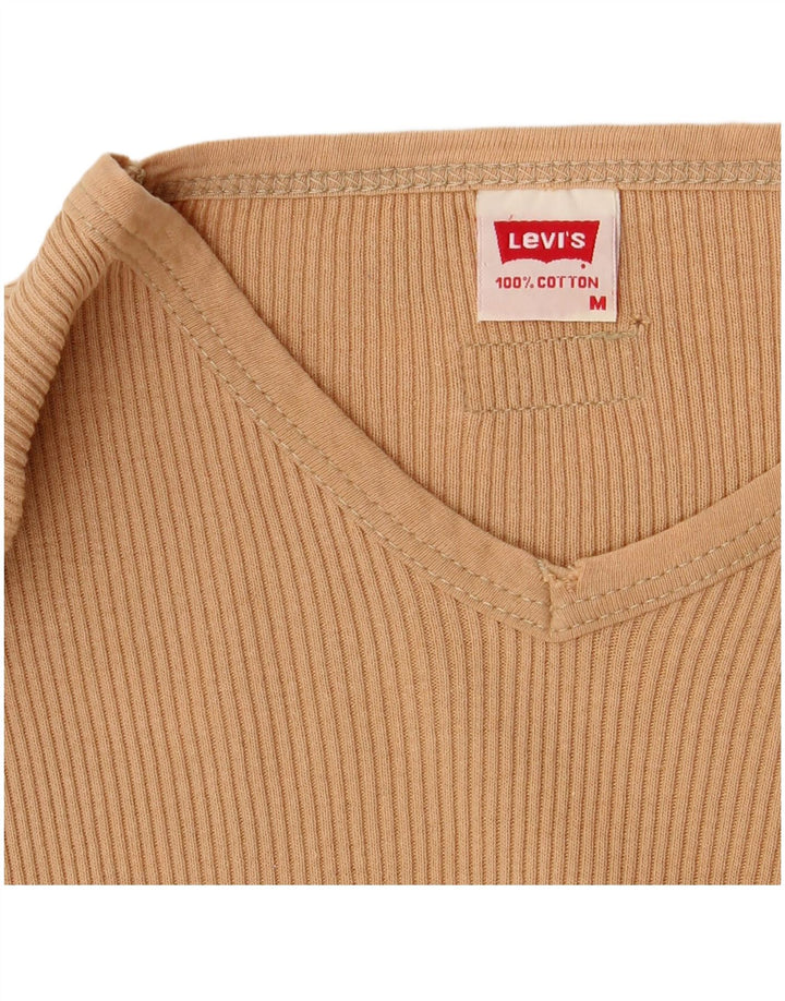 Γυναικείο τοπ Levi's μακρυμάνικο UK 12 μεσαίο μπεζ βαμβακερό