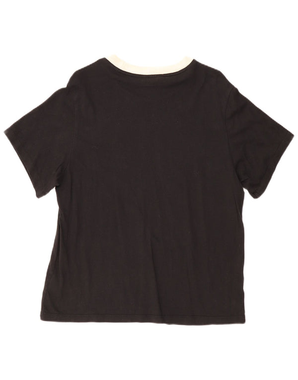 Γυναικείο T-Shirt ADIDAS Top UK 12 μεσαίο μαύρο βαμβακερό