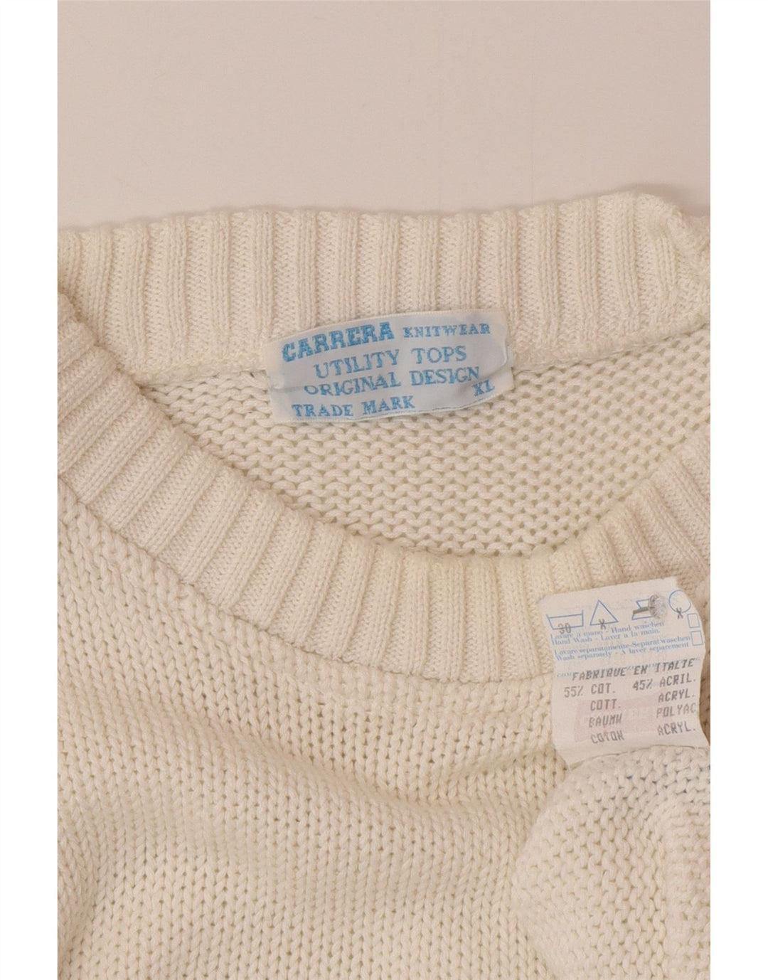 Ανδρικό πουλόβερ Carrera Crew Neck Jumper XL Λευκό βαμβακερό